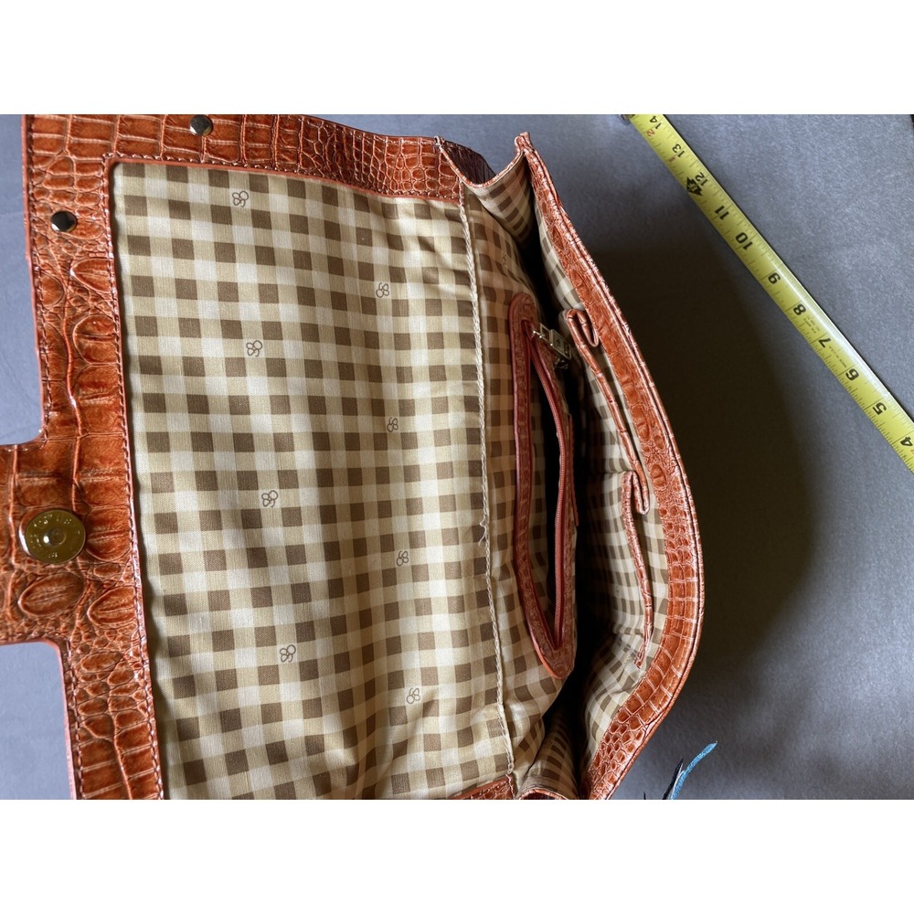 Vtg Crocodile Print Envelope Clutch Burnt Orange Large Purse Y2K Faux‎ Leather - Picture 10 of 16